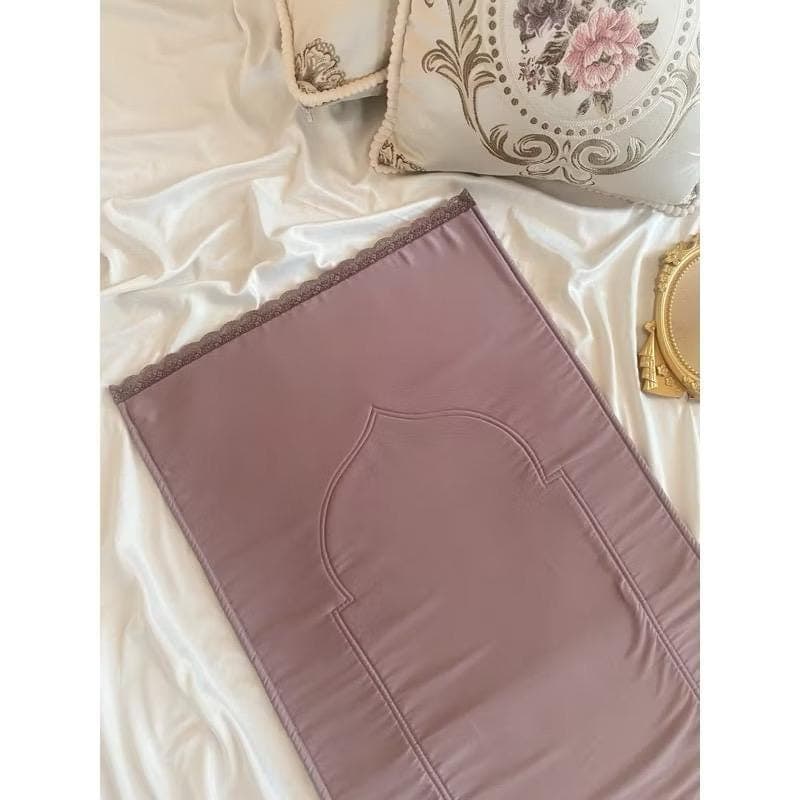 Silk Prayer Mat, Elegant Islamic Gift with Lace or Tassel Detail, Sajadah - image 3