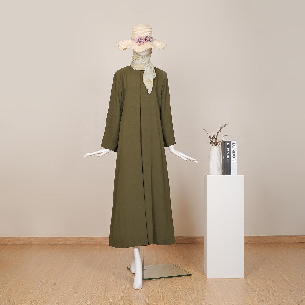 Tanisha Modest Dress – Plaid Airflow Abaya , Nursing Friendly Maxi Muslim Dress - image 5