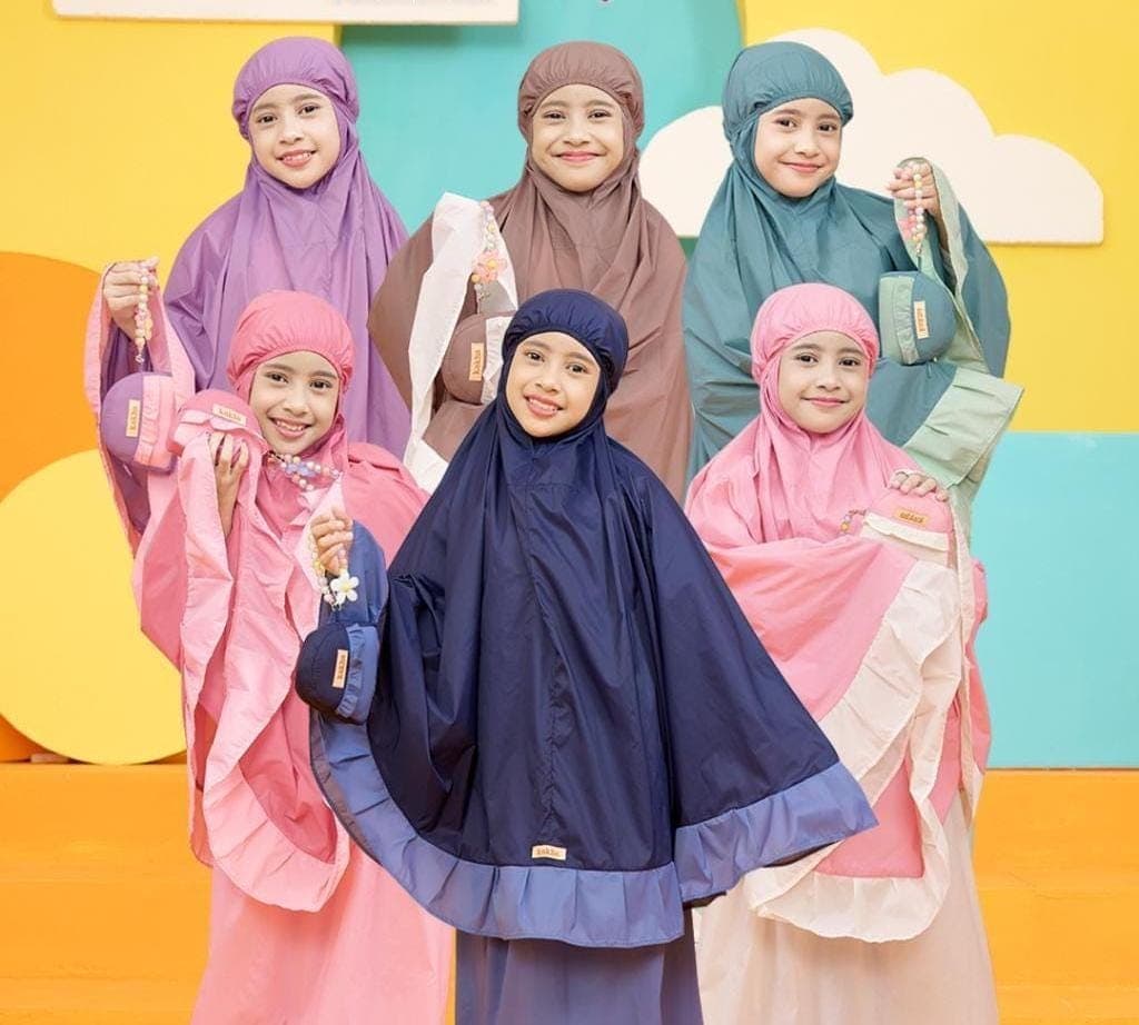 Toddler and Kids Mukena Prayer Set – Rainbow Muslim Girl Outfit with Bag, Korean Fabric - image 5