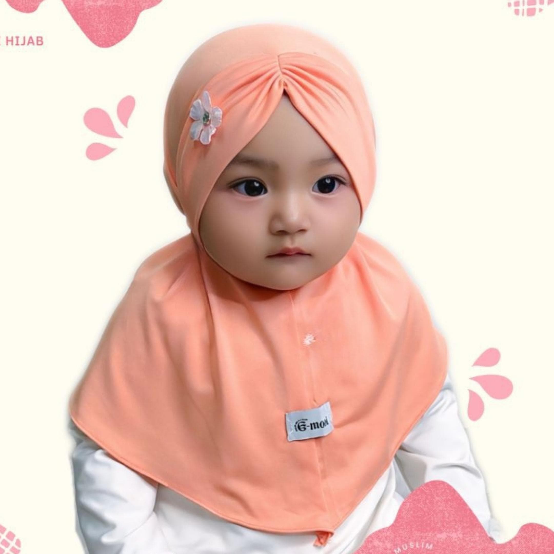 Baby Toddler Hijab – Spandex, Soft Pad, Sakura Pearl Detail Muslim Headscarf - image 4