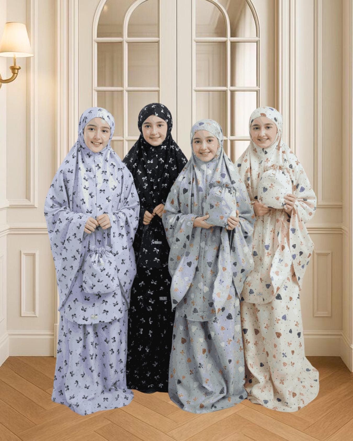 Kids Prayer Set, 2-in-1 Muslim Outfit, Prayerwear for Eid Al Adha