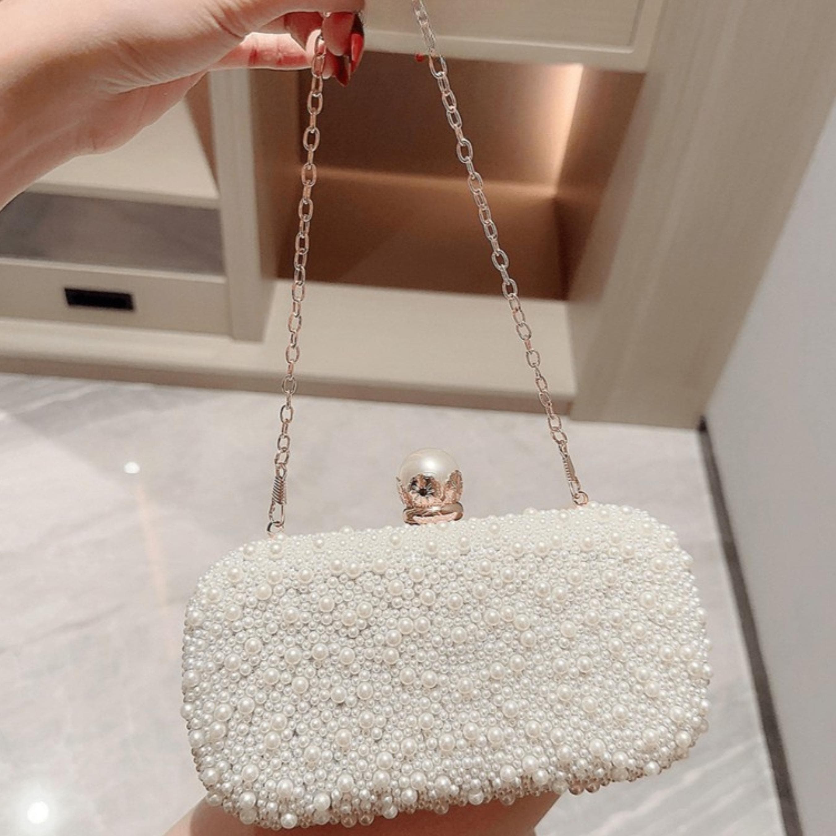 Pearly Beaded Clutch Evening Bag, Bridal Wedding Party Purse, Gift for her - image 4