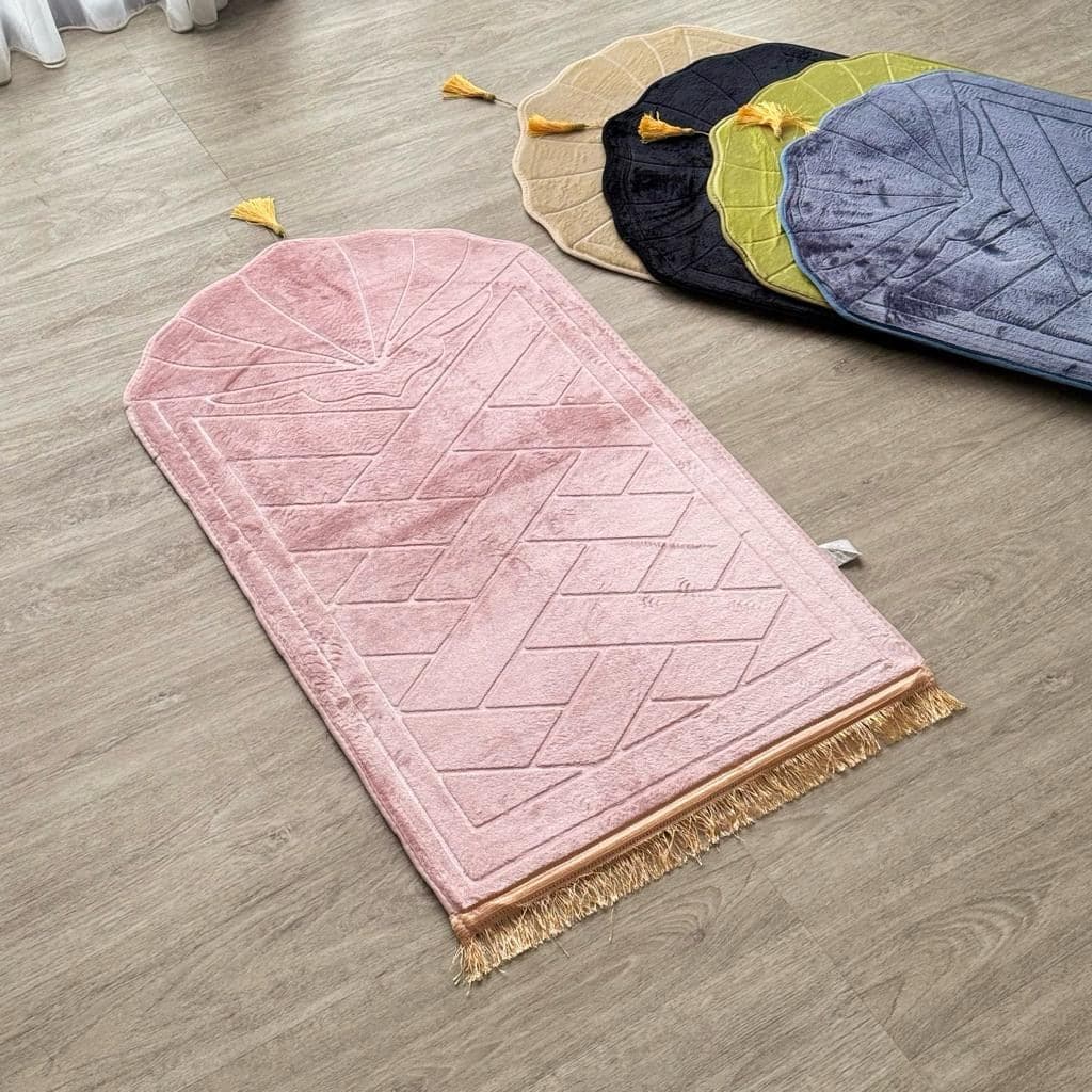 Thick Soft Prayer Mat | Zahroh Dome Cut, Anti-Slip Islamic Rug