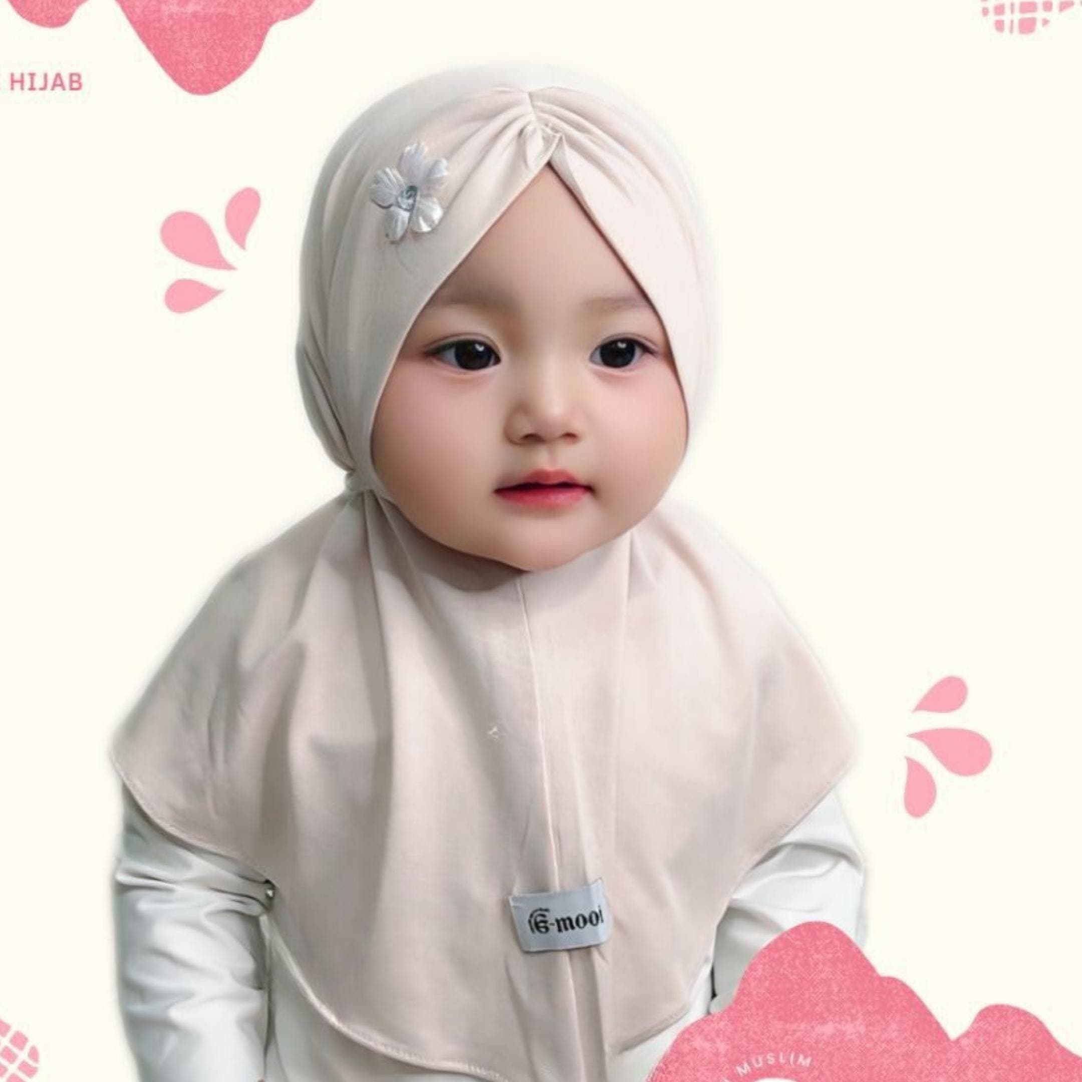 Baby Toddler Hijab – Spandex, Soft Pad, Sakura Pearl Detail Muslim Headscarf - image 5