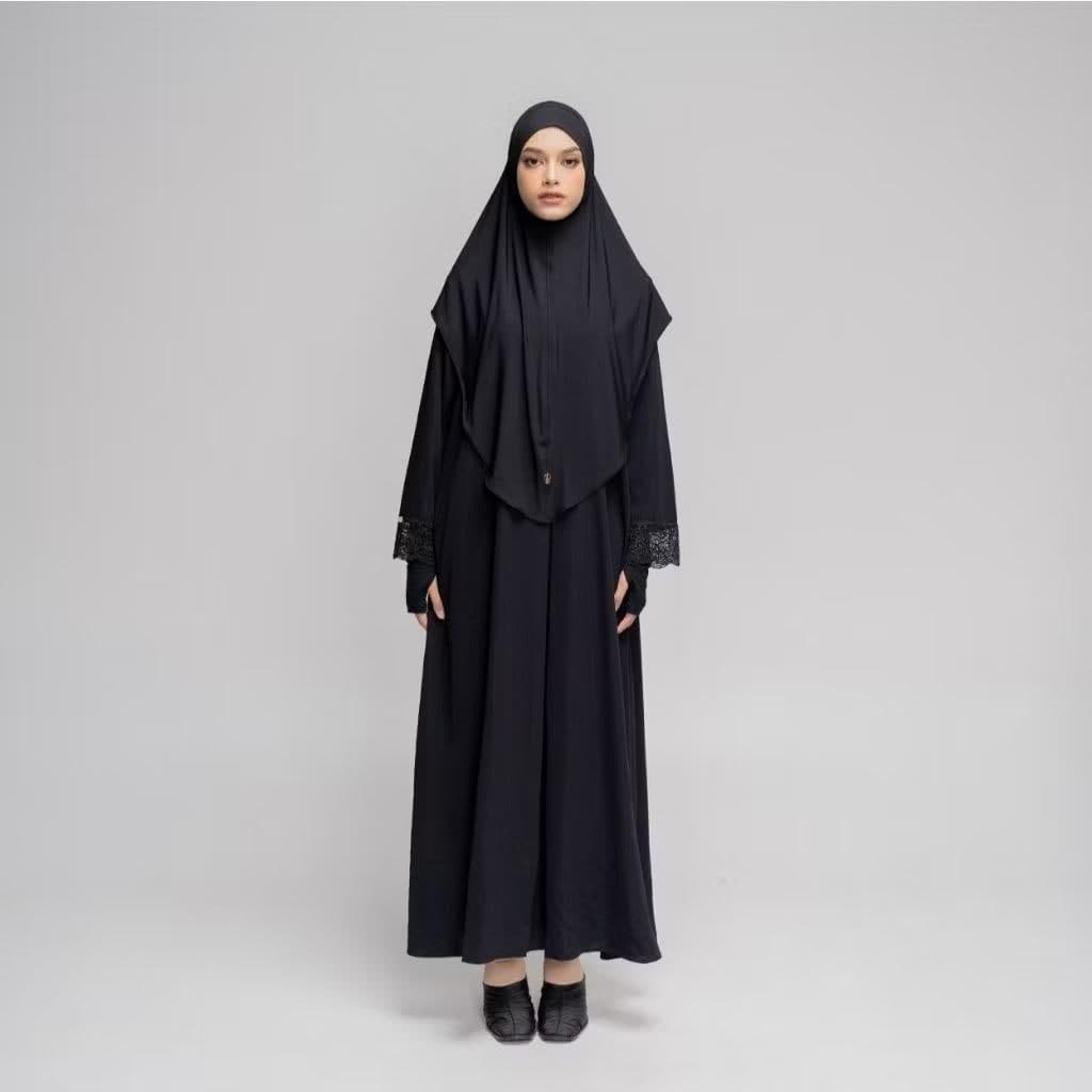 Meena Lace Abaya Dress – Elegant A-Line Modest Maxi, Nursing Friendly Islamic Clothing - image 3