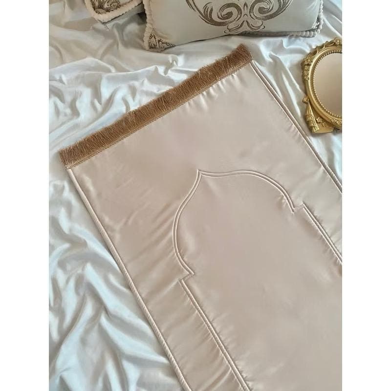 Silk Prayer Mat, Elegant Islamic Gift with Lace or Tassel Detail, Sajadah - image 5