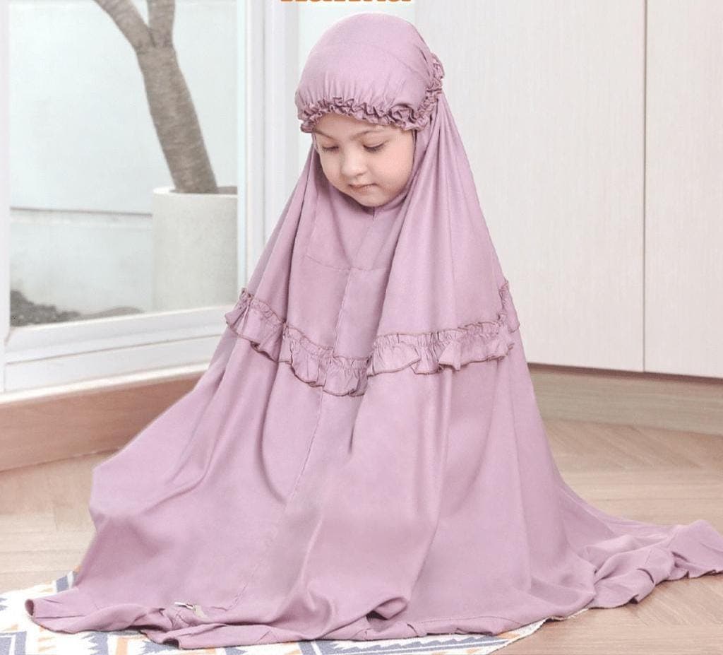 Kids Mukena – 100% Natural Rayon, Lightweight Muslim Girl Prayer Outfit, Breathable Ramadan Dress