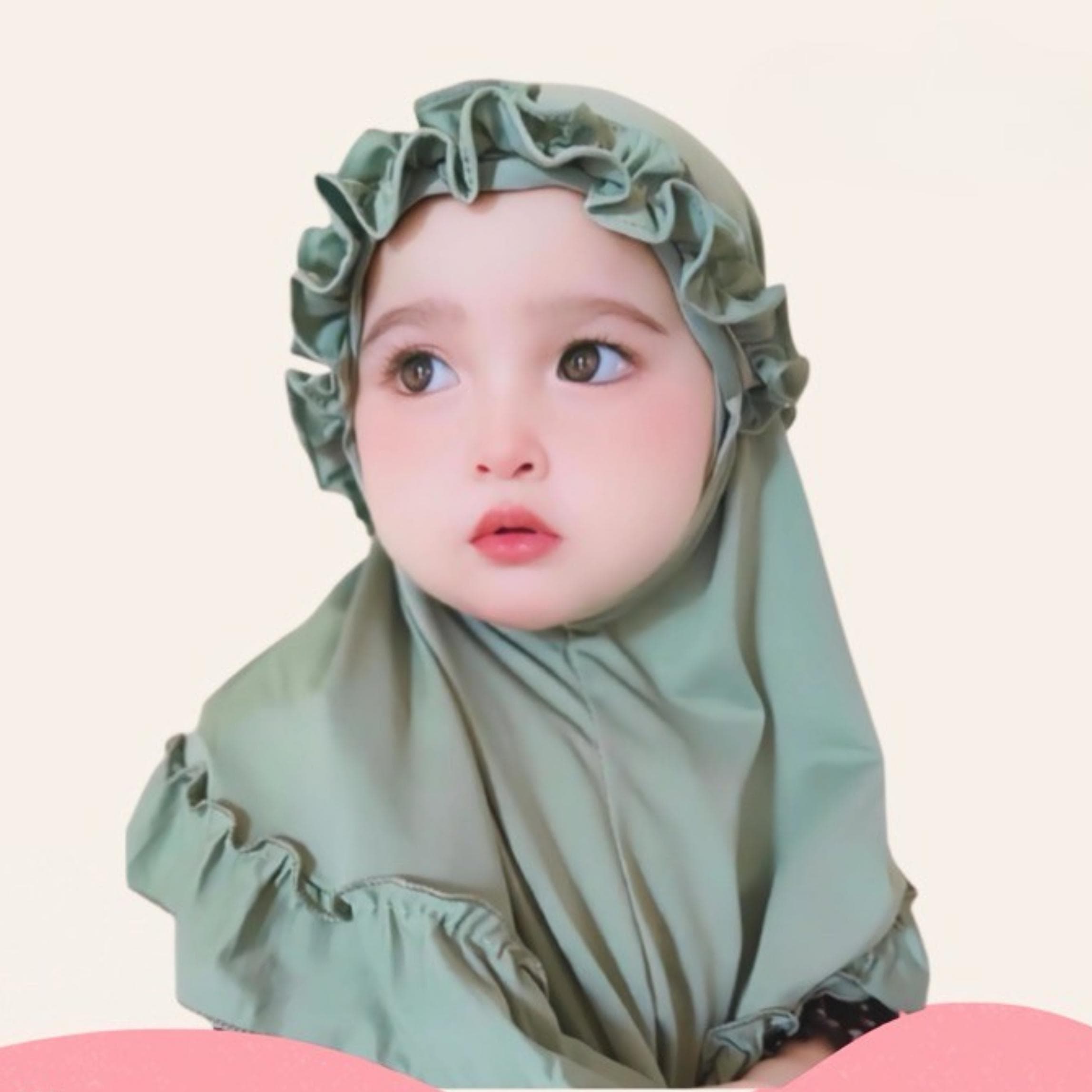 Ruffled Baby Hijab – Soft Spandex Balloon, Breathable, 0–18 Months - image 4