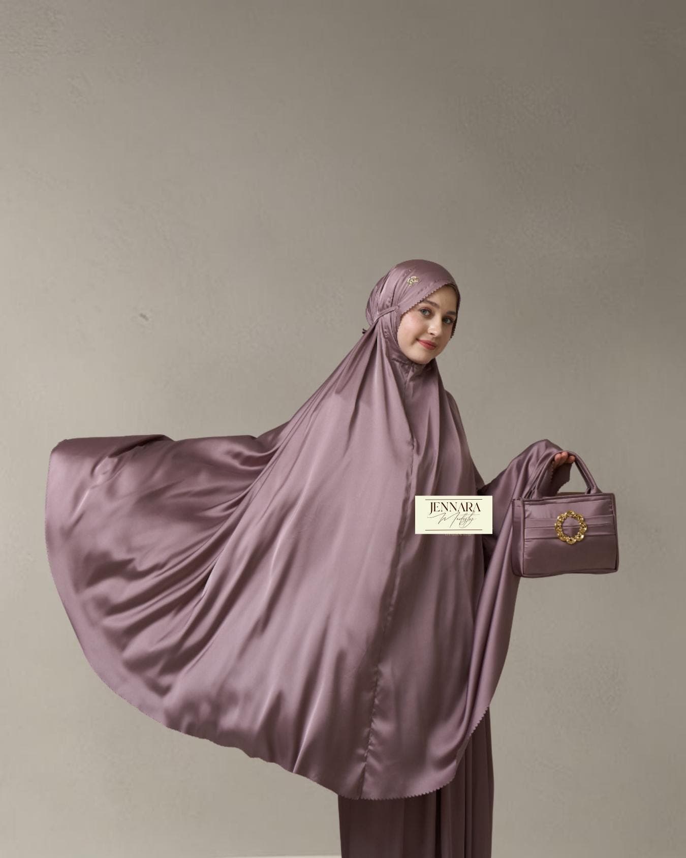 Luxury Lasercut Silk Prayer Set, Hijab Prayer Dress, Handmade Indonesia