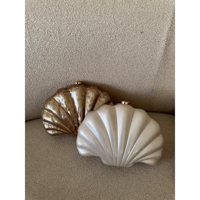 Seashell Clutch Bag, Marble Acrylic Evening Purse, Statement Handbag with Chain Strap