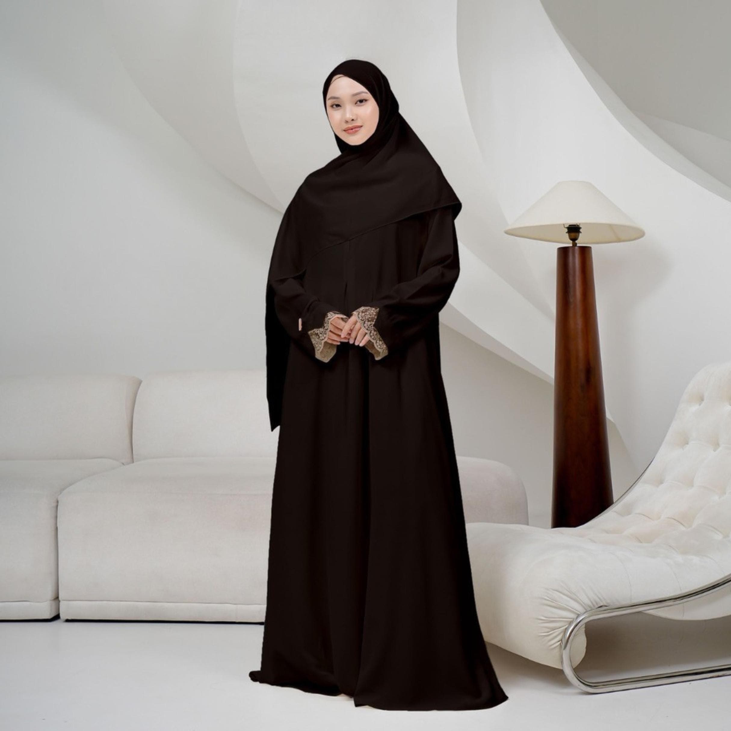 Marwa Lace Sleeve Abaya – Modest Muslim Maxi Dress, Anti-UV Fabric, Nursing Friendly Kaftan - image 5