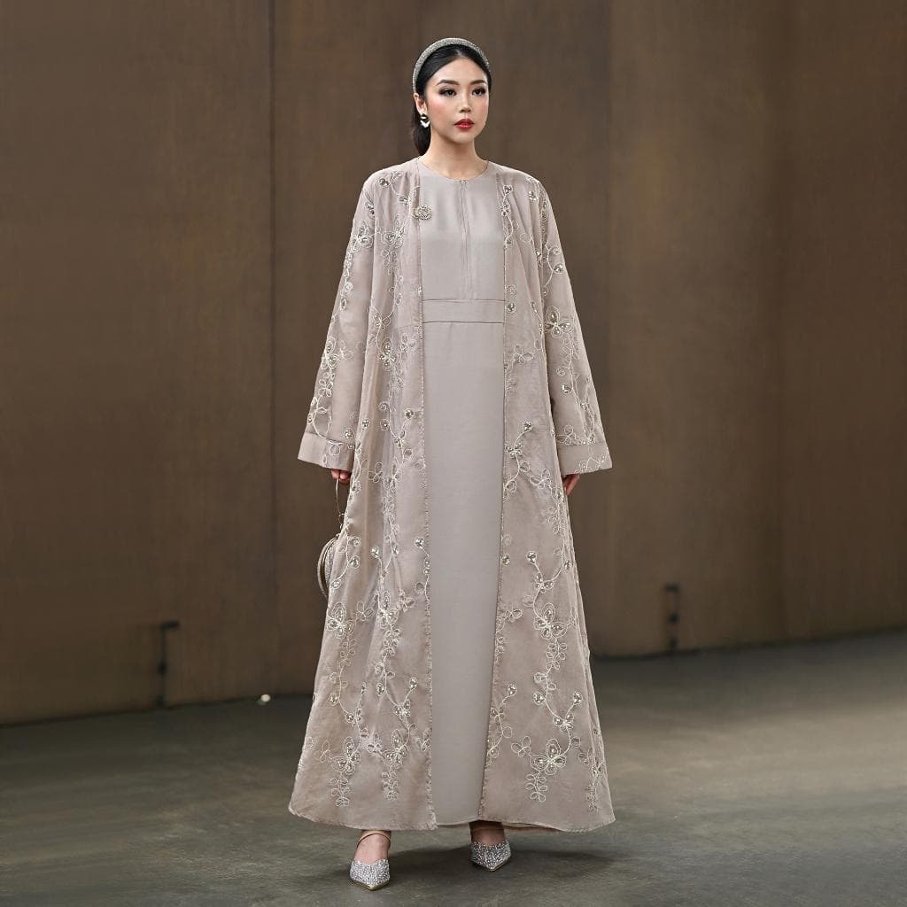 Sequin Embroidered Tencel Abaya Set – Luxury Modest Eid Wedding Gown