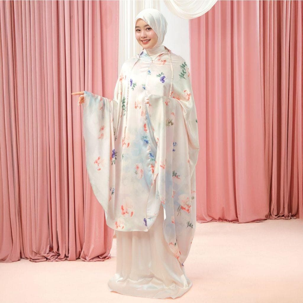 Floral Patern Silk Prayer Set, Islamic Woman prayer wear, Mukena Handmade Indonesia - image 5