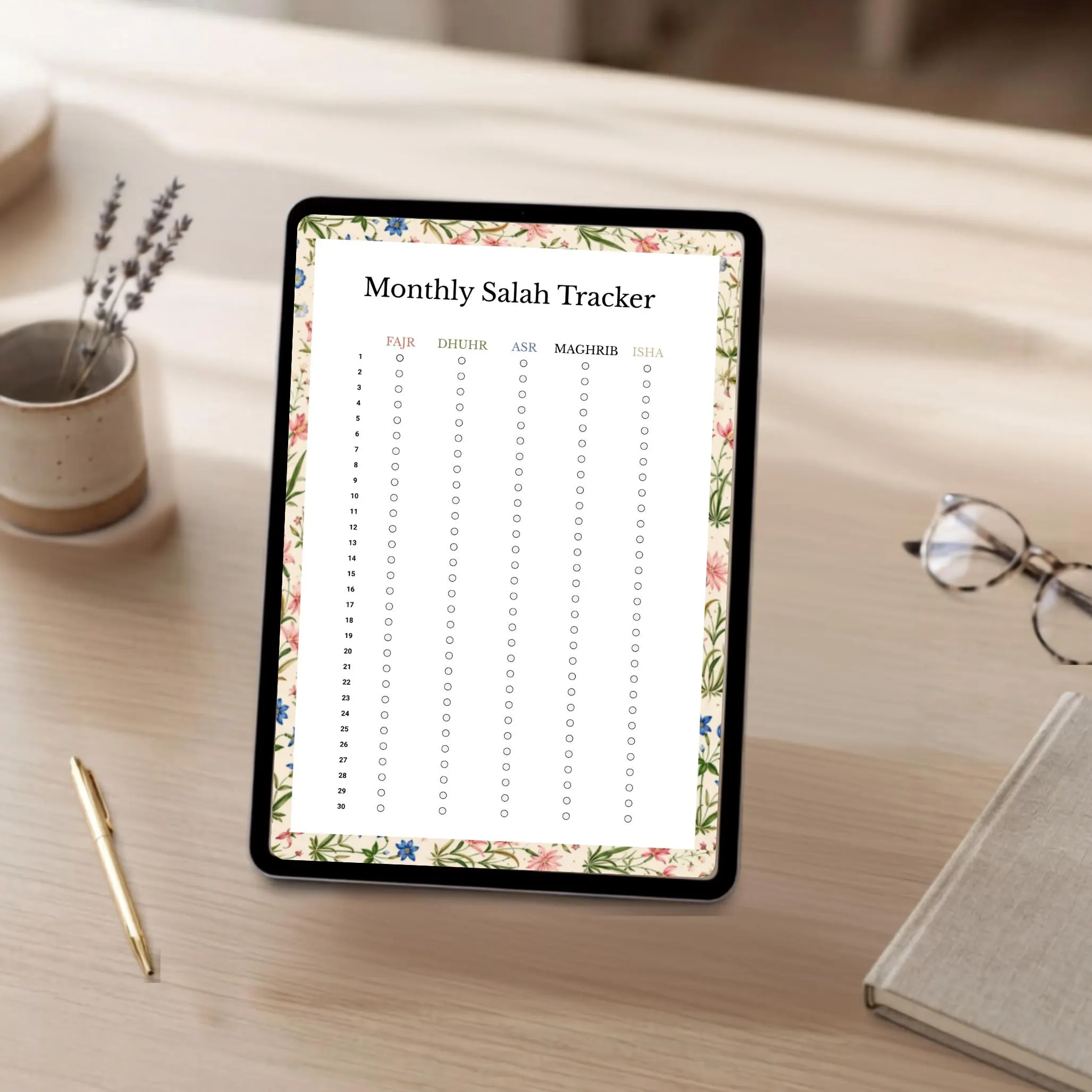 Boho Salah Tracker Printable, Botanical Islamic Planner, Floral Muslim Prayer Journal, Namaz Habit Log, Digital Download - image 5