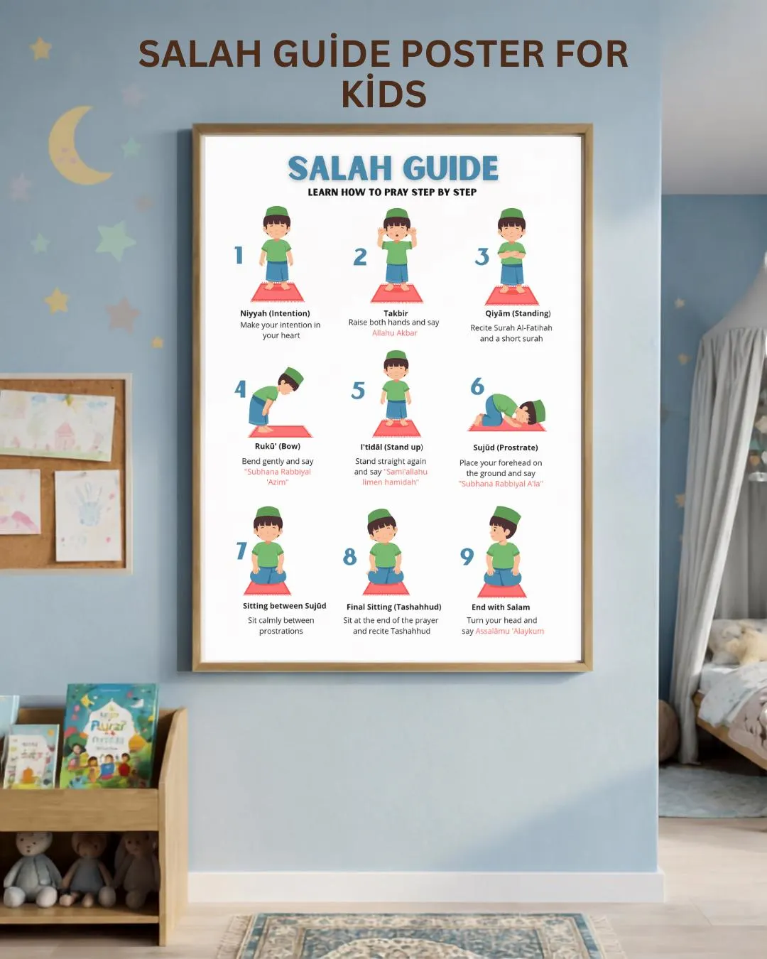 Salah Guide for Kids Bundle, Step-by-Step Prayer Flashcards, Namaz Learning Chart (Digital Download)