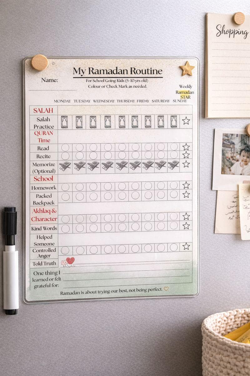 Ramadan Routine Chart for Kids – Islamic Planner, Salah, Quran (Digital Download)