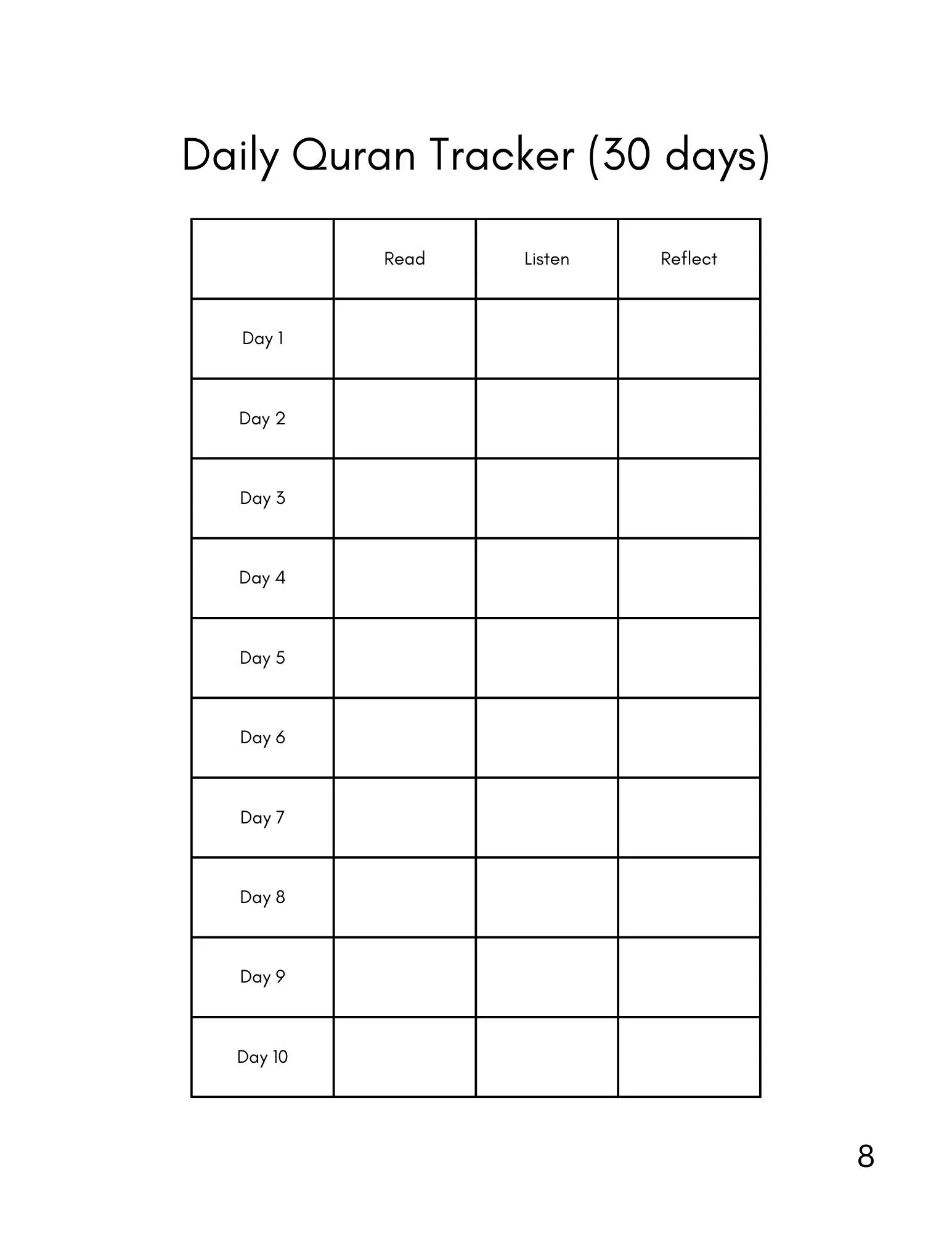 Family Ramadan Quran Tracker |  Reading, Listening & Reflection for Muslim Families | Printable PDF - image 4