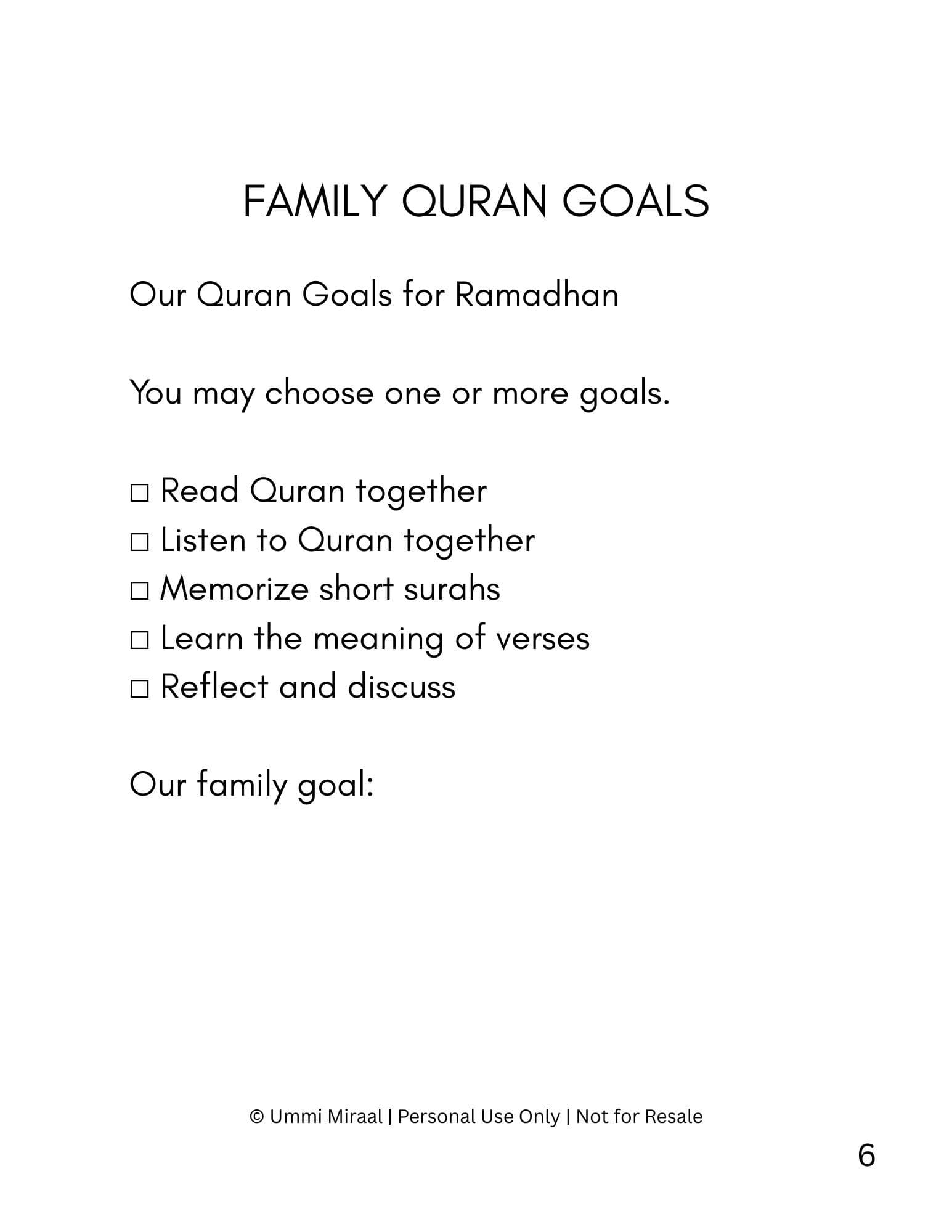 Family Ramadan Quran Tracker |  Reading, Listening & Reflection for Muslim Families | Printable PDF - image 3