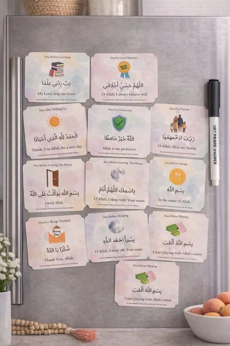 Magnetic Toddler Dua Cards | Islamic Learning, Reusable, Set of 15 - image 3