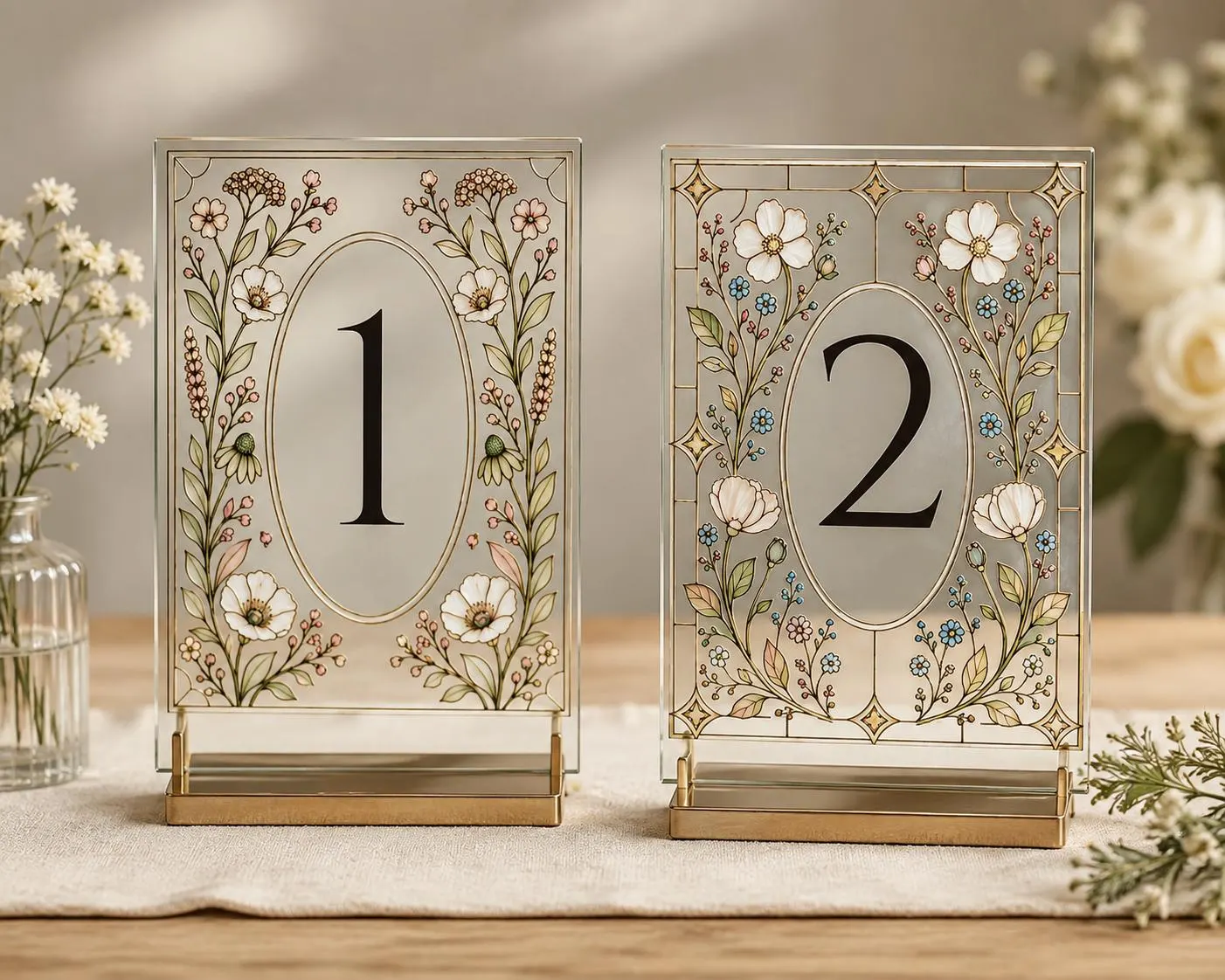 Stained Glass Wedding Table Numbers, Editable Wedding Table Numbers, Printable Reception Decor, Botanical Wedding Decor, Elegant Table Signs - image 5