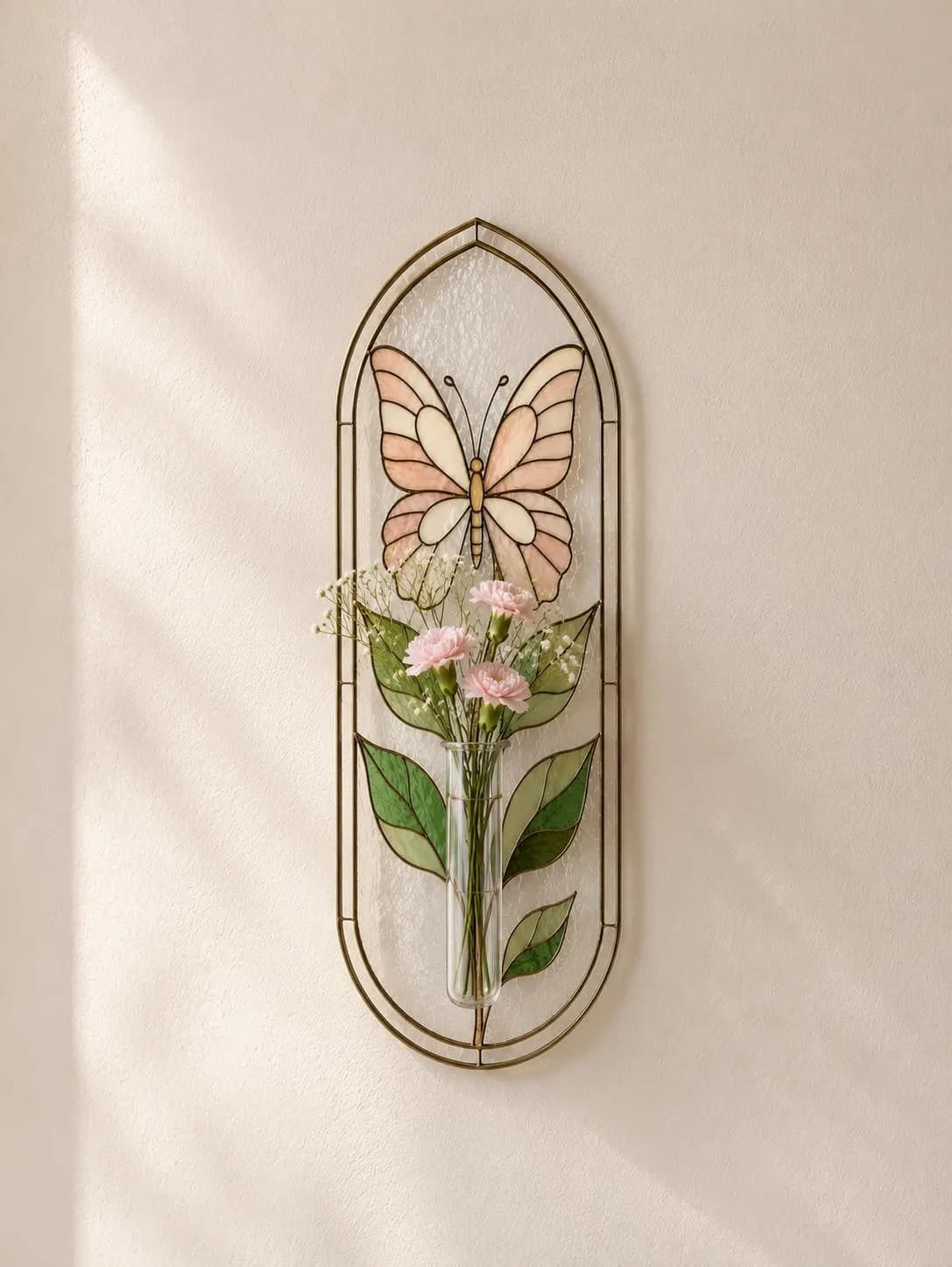Stained Glass Vase Suncatcher Pattern, Butterfly Floral Glass Art, Hanging Tube Vase Pattern, Botanical Stained Glass DIY, Digital Download - image 4