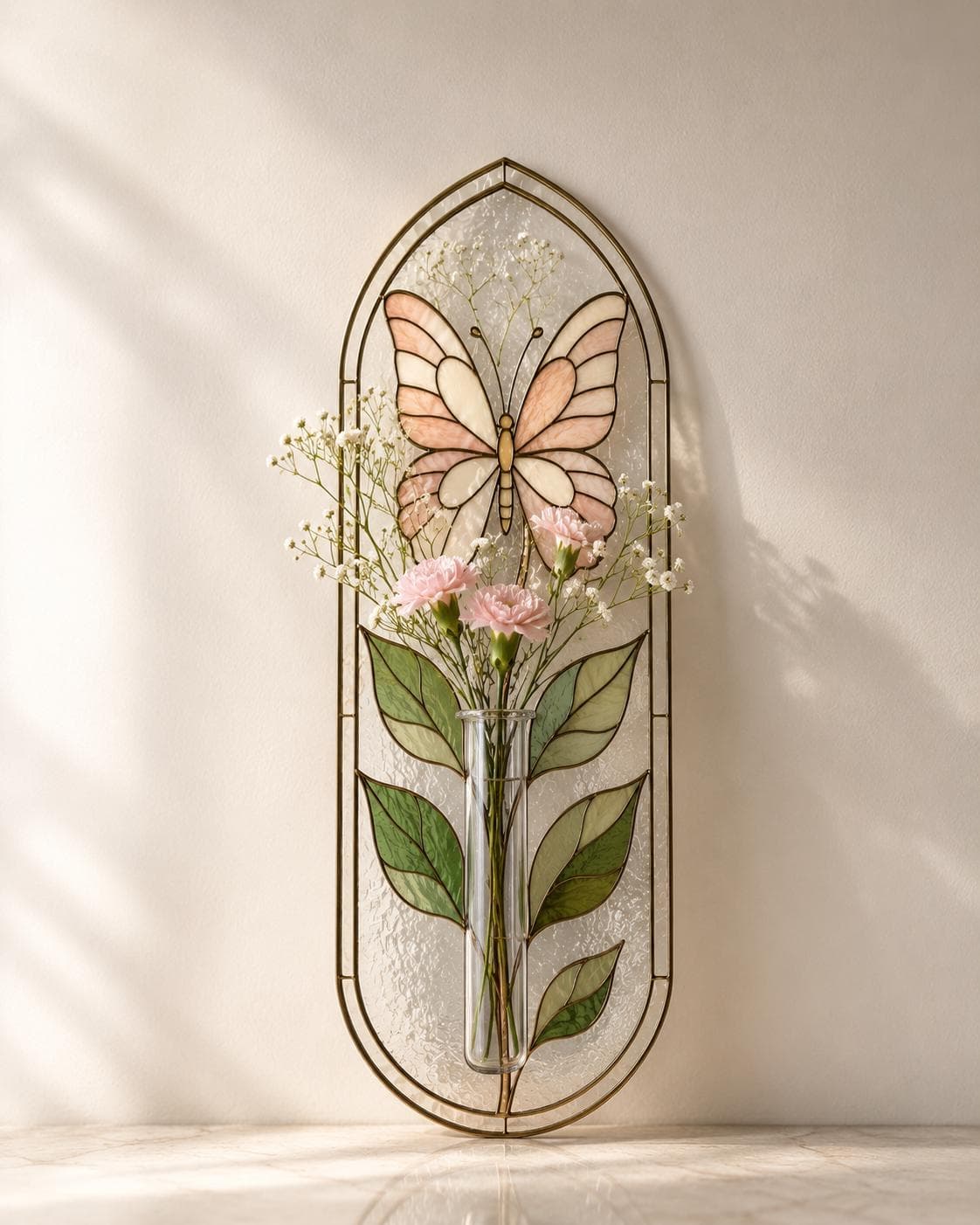 Stained Glass Vase Suncatcher Pattern, Butterfly Floral Glass Art, Hanging Tube Vase Pattern, Botanical Stained Glass DIY, Digital Download - image 3