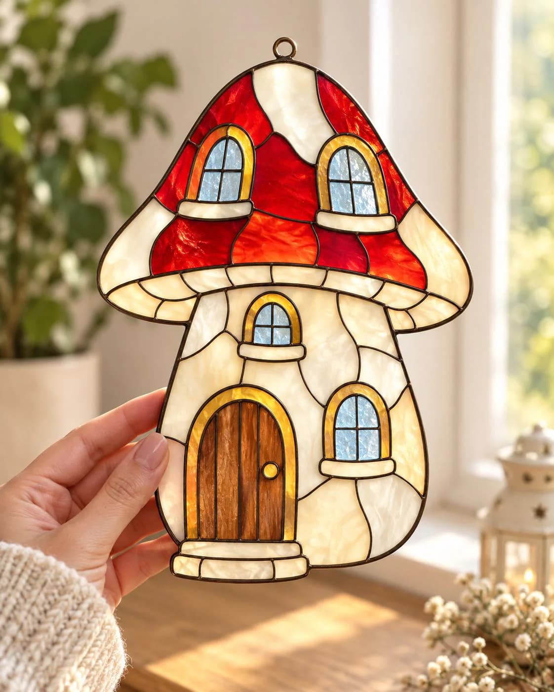 Hut Stained Glass Pattern, Cottage House Glass Template, Stained Glass PDF Pattern, Cozy Cabin Suncatcher, DIY Printable Digital Pattern
