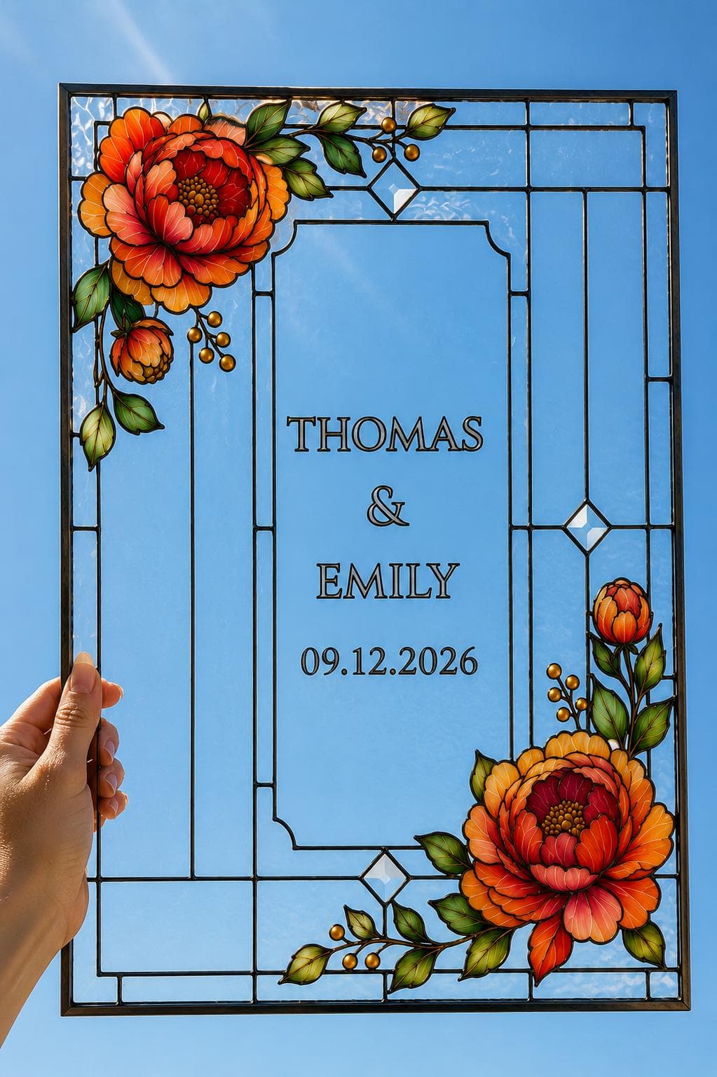 Faux Stained Glass Wedding Welcome Sign Template, Elegant Peony Wedding Welcome Sign Floral Canva Template, Printable Instant Download