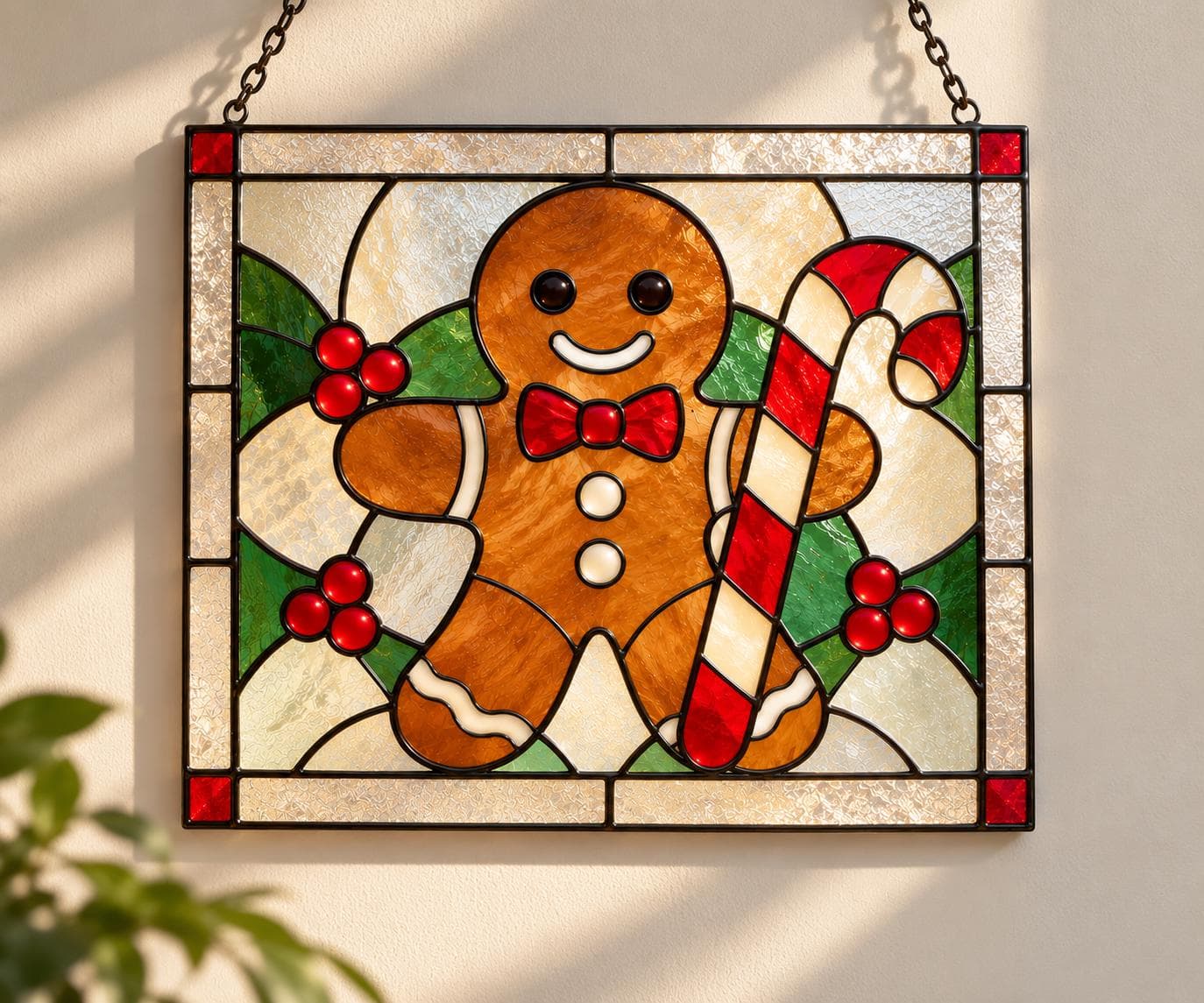 Christmas Gingerbread Man Stained Glass Pattern, Gingerbread Suncatcher Template,Holiday Window Art,DIY Glass Painting Pattern,Printable PDF