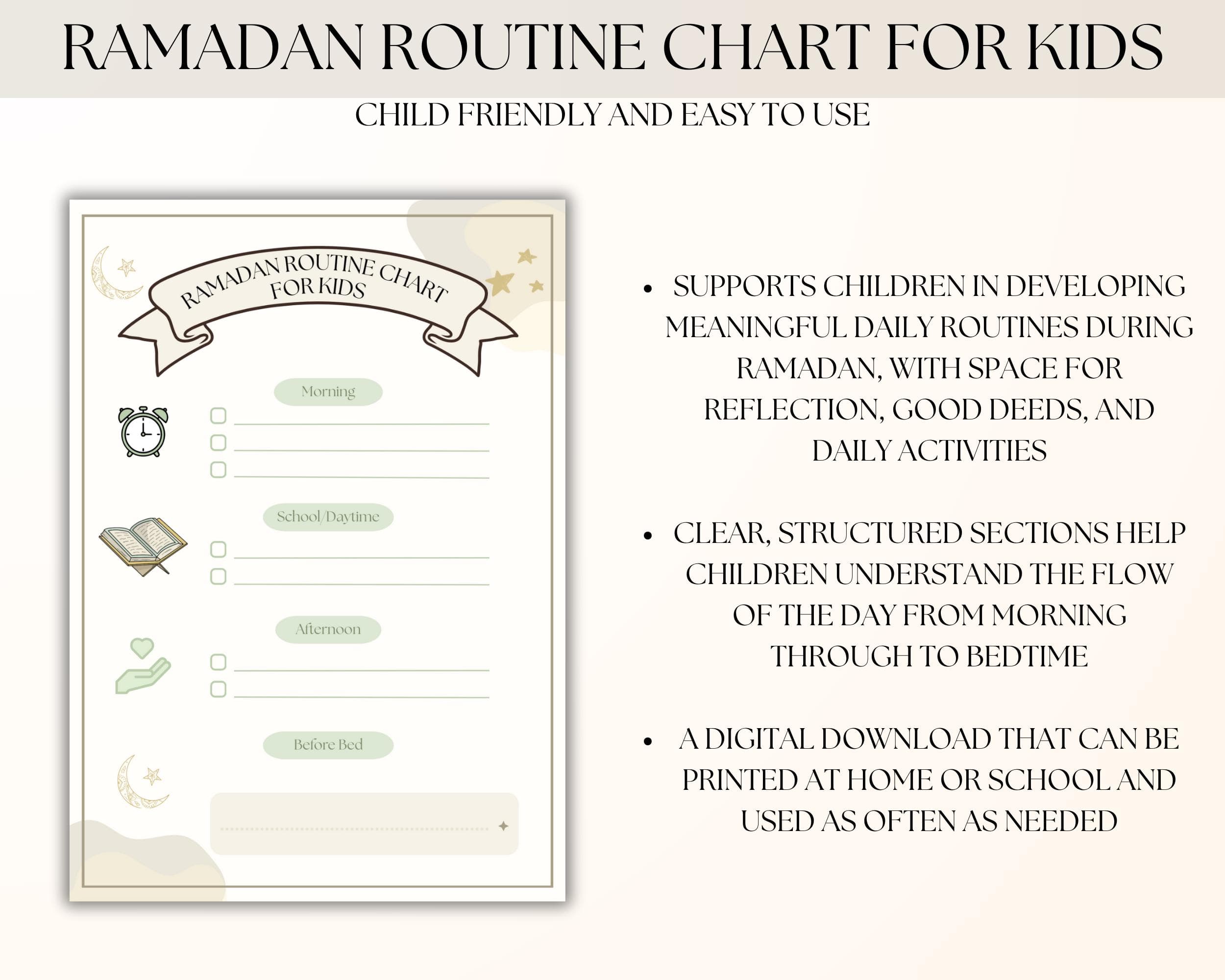 Ramadan Routine Chart for Kids | Islamic Daily Schedule Printable PDF - image 3