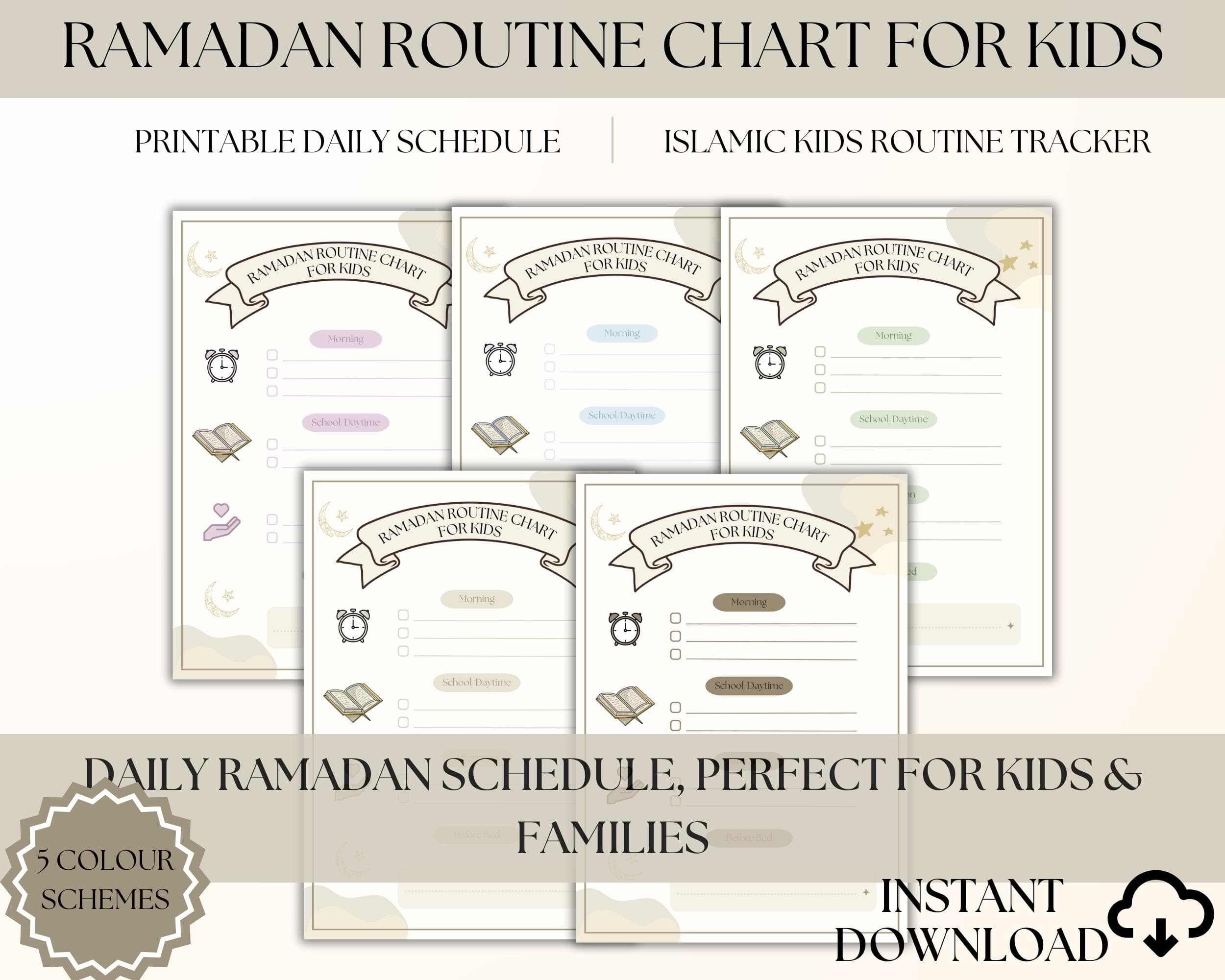 Ramadan Routine Chart for Kids | Islamic Daily Schedule Printable PDF