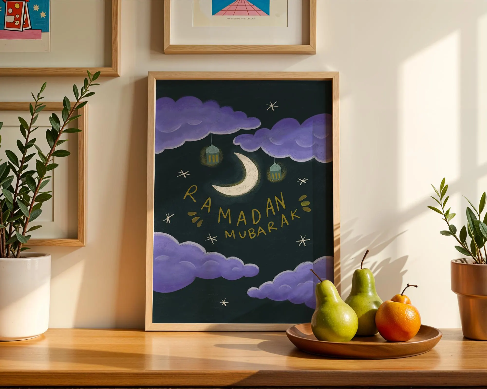 Ramadan Mubarak Night Sky Art – Kids Room Decor (Digital Download)