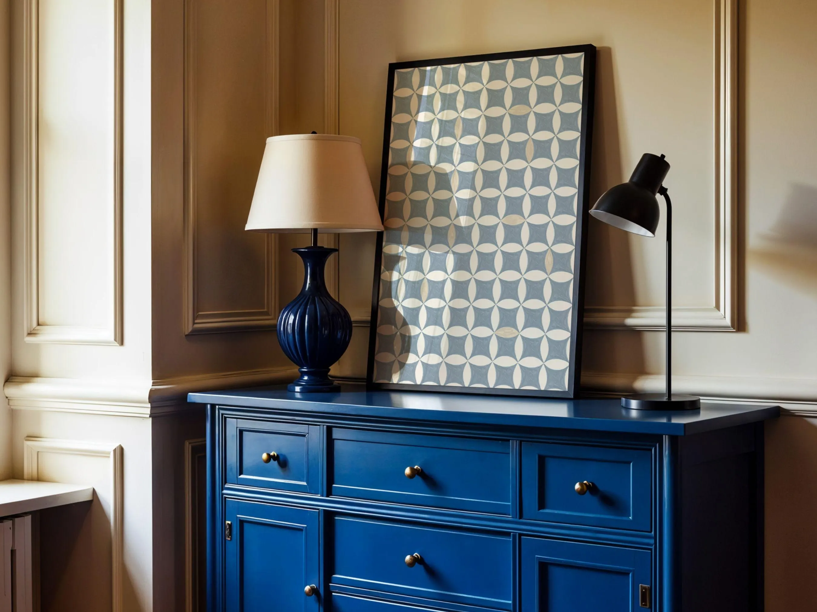 Muted Blue Traditional Moroccan-Inspired Geometric WallArts | Soft Pastel Calming Home Decor (Digital Download) - image 4