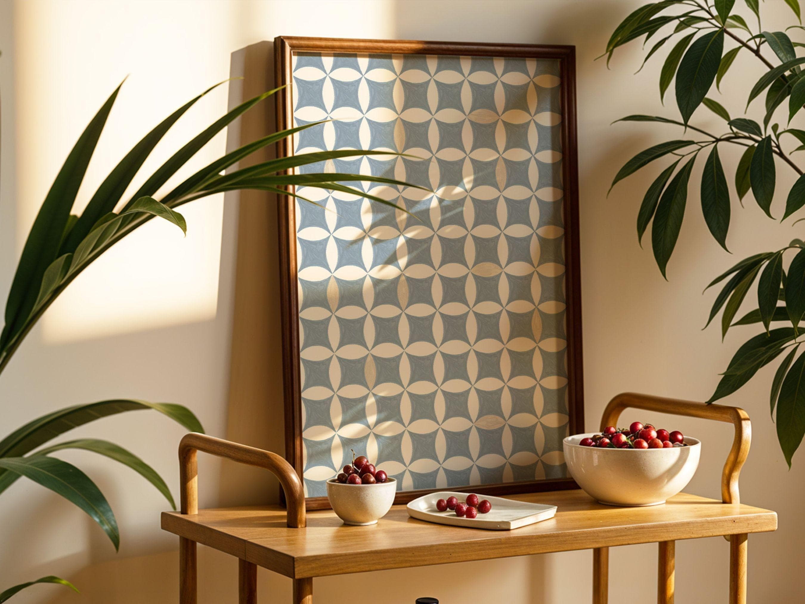 Muted Blue Traditional Moroccan-Inspired Geometric WallArts | Soft Pastel Calming Home Decor (Digital Download) - image 3