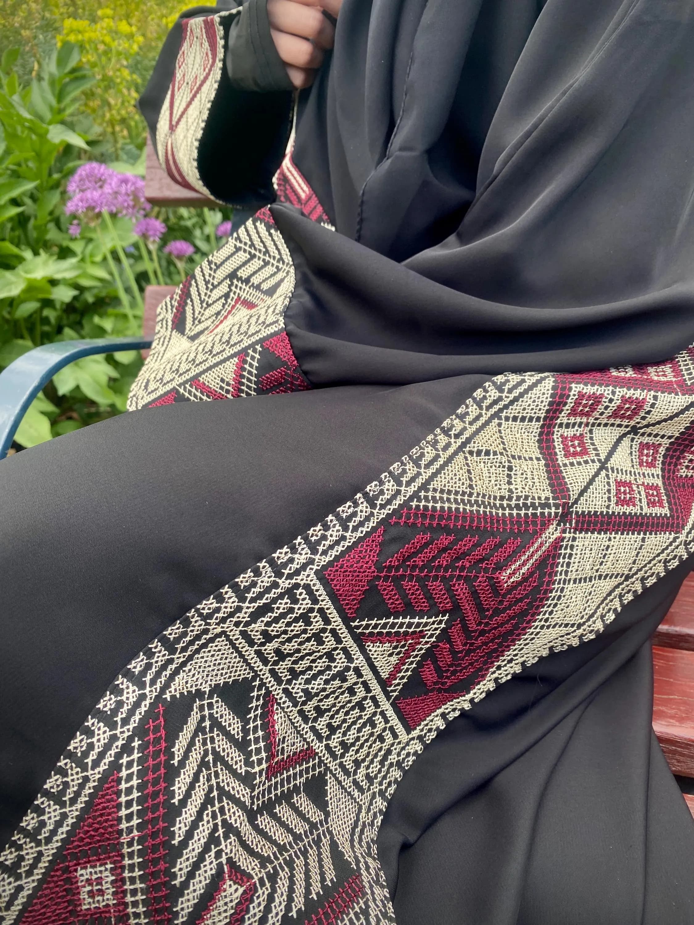 Maroon Palestinian Abaya