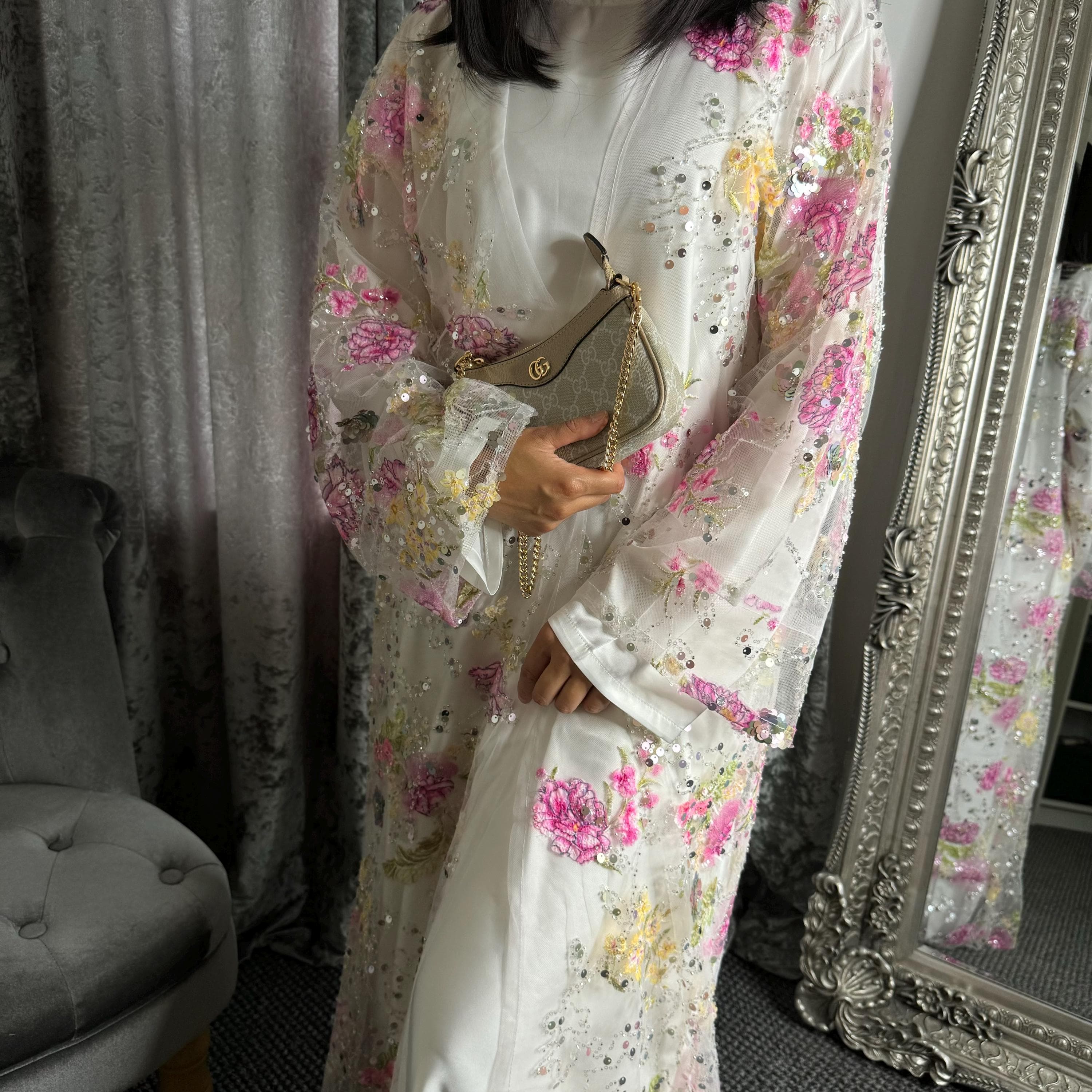 Enchanted 3D Embellished Abaya Set, Eid Gift, Abaya for Women - image 5