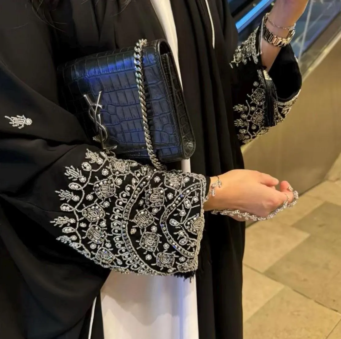 Maidah Heavy Embellished 4 Piece Butterfly Abaya Set, Eid Outfit - image 5