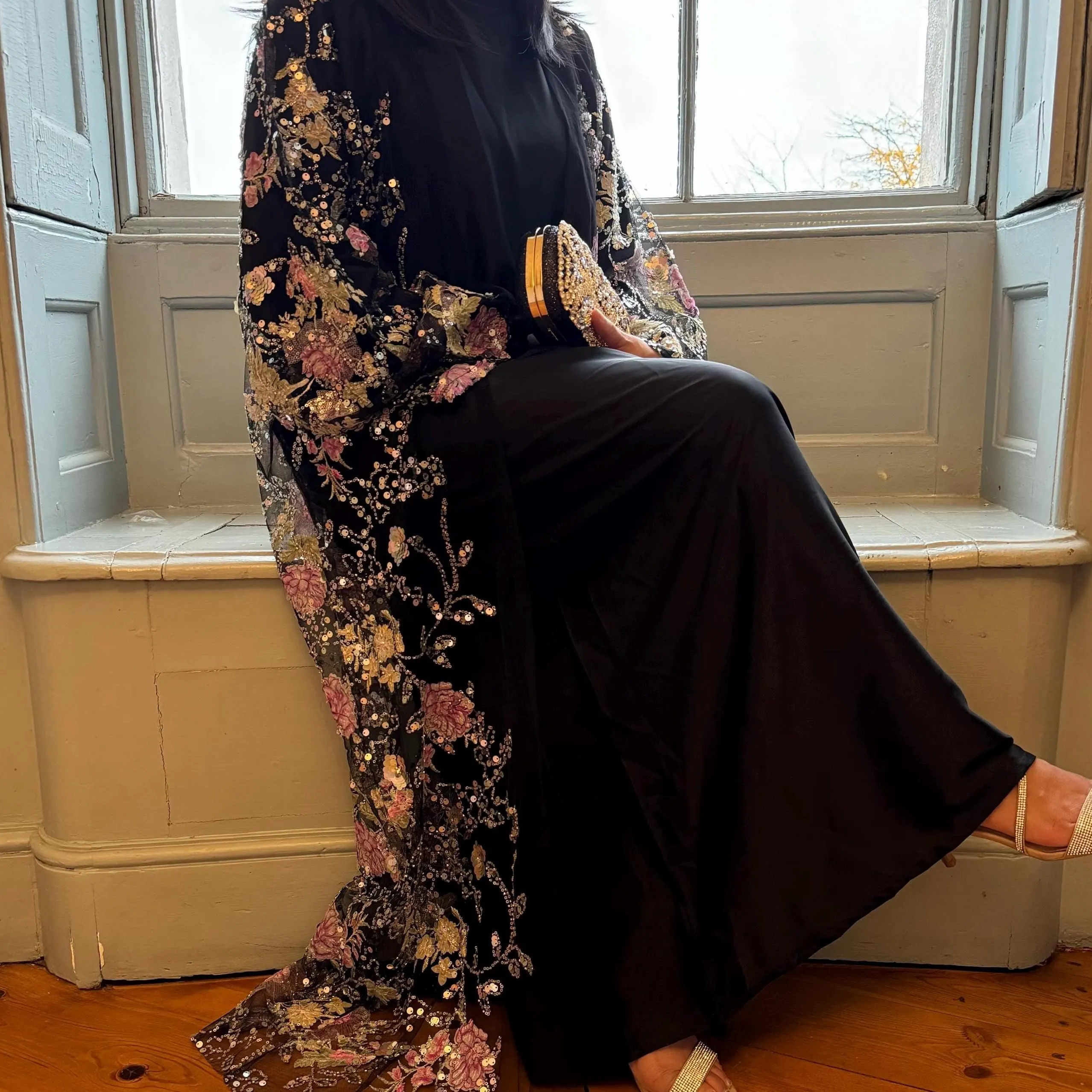 Enchanted 3D Embellished Abaya Set, Eid Gift, Abaya for Women