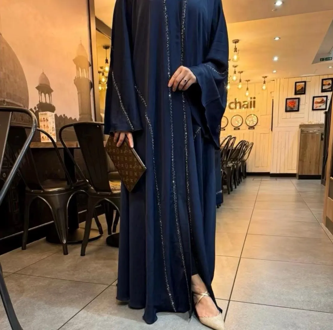 Ava Elegant Embellished Umbrella Style Abaya with Matching Hijab