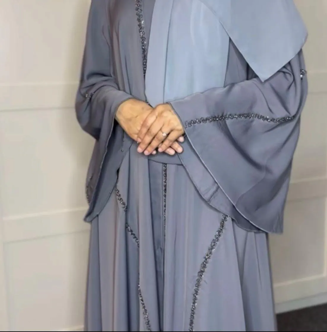Ava Elegant Embellished Umbrella Style Abaya with Matching Hijab - image 3