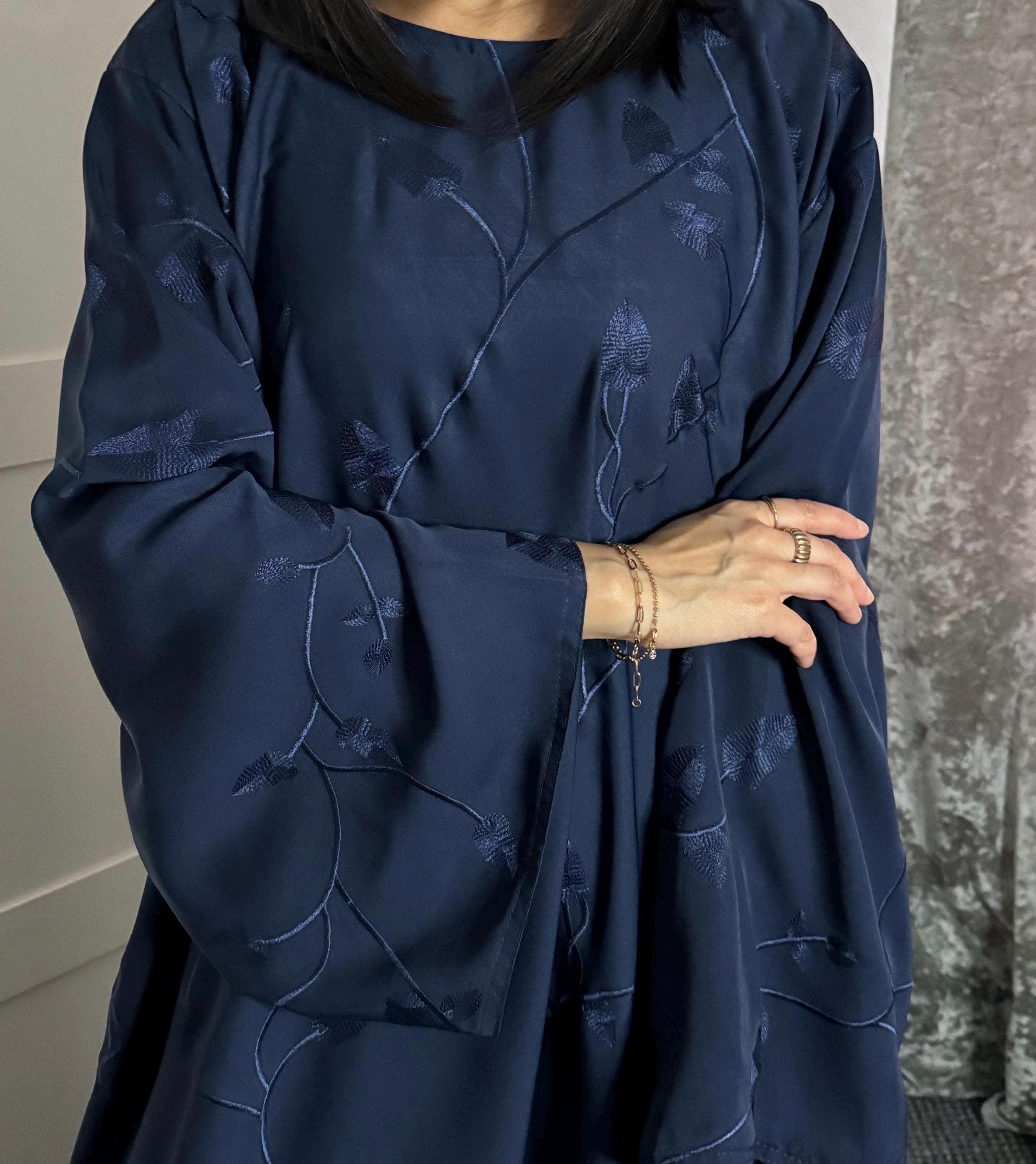 All Over Embroidered Abaya with Hijab, Ramadan Outfit