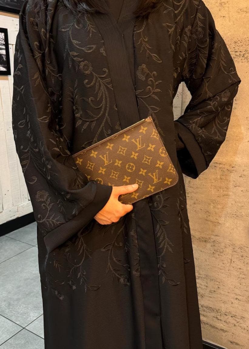 Half Body Embroidered Abaya with Hijab, Ramadan Outfit - image 3