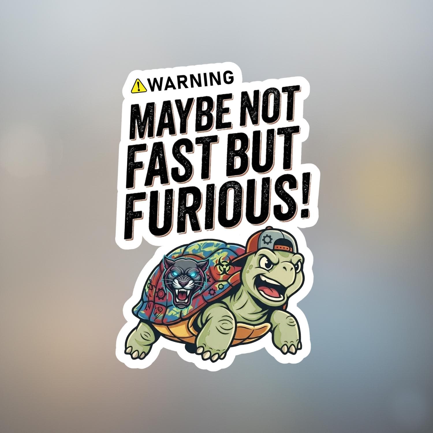 Maybe Not Fast But Furious Funny Car Sticker Turtle Warning Vinyl Decal Slow Driver Humor Gift Bumper
