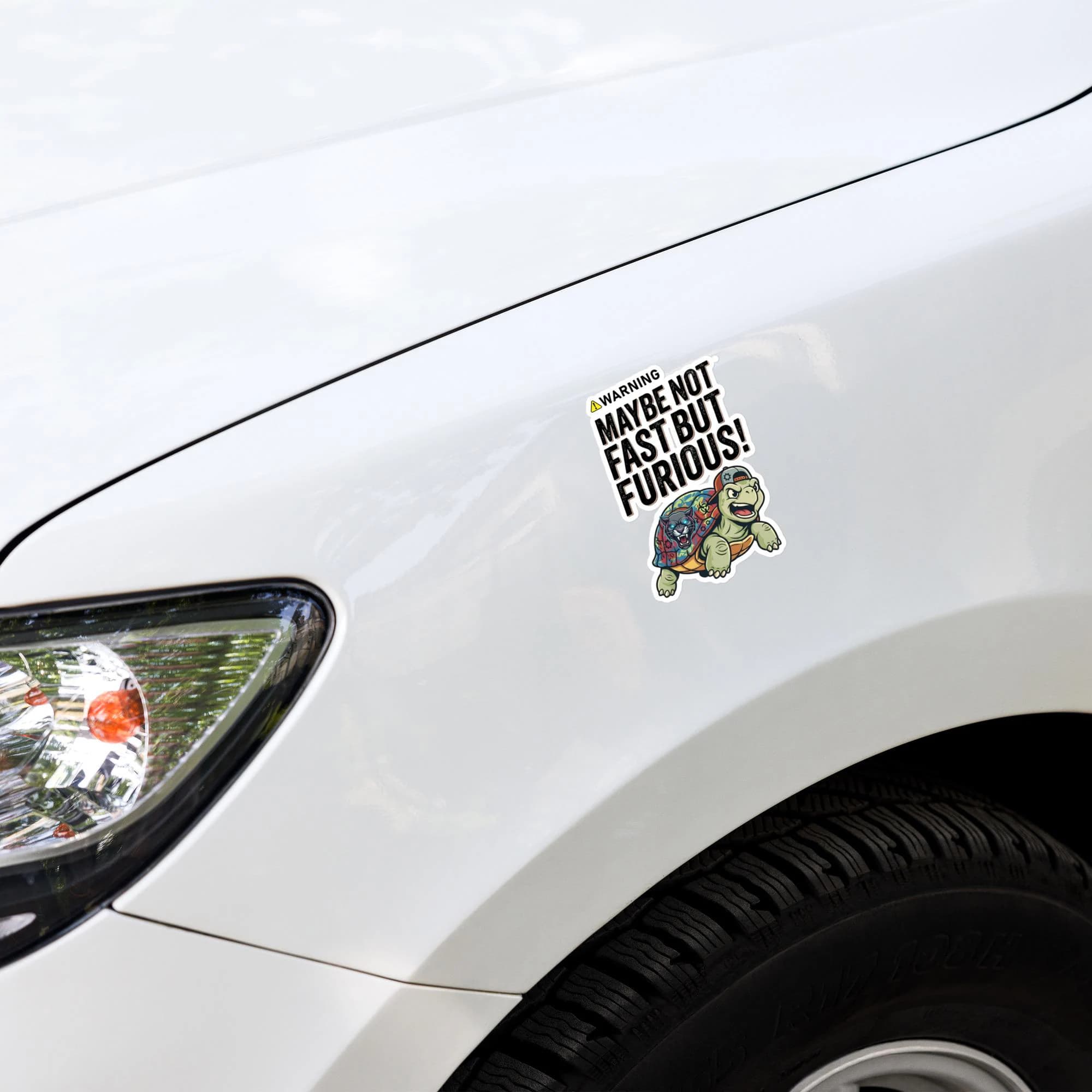 Maybe Not Fast But Furious Funny Car Sticker Turtle Warning Vinyl Decal Slow Driver Humor Gift Bumper
