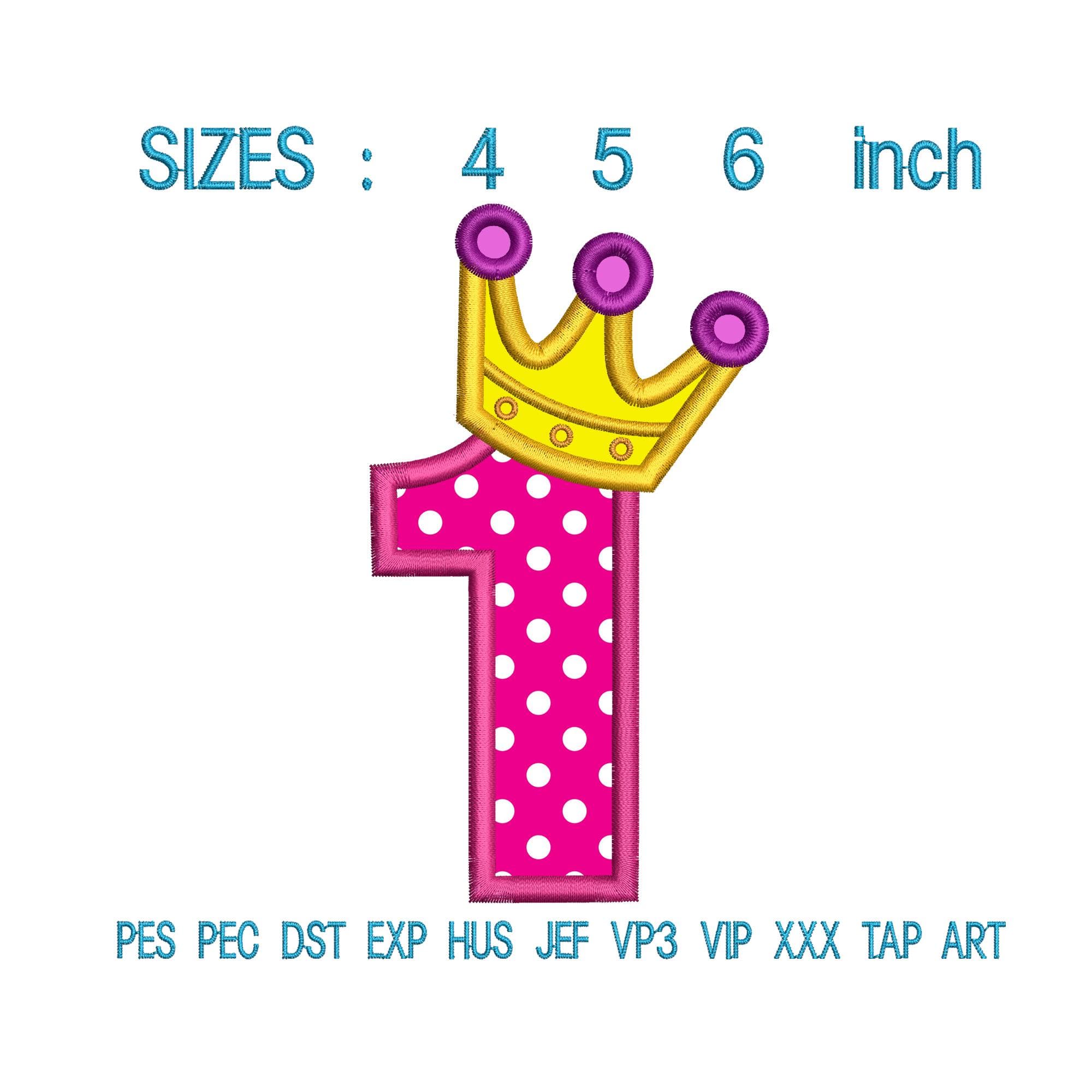 Princess Crown Birthday Numbers 1–9 Applique Embroidery Bundle | Girl Royal Shirt Designs PES DST - image 3