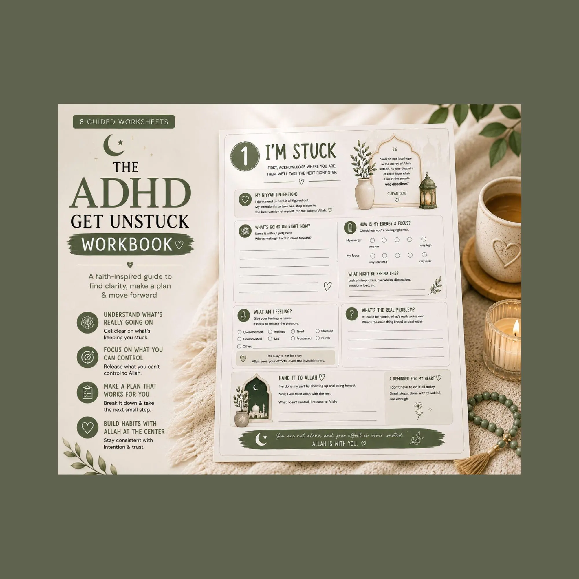 Muslim ADHD Get Unstuck Workbook | Islamic ADHD Planner | Printable PDF - image 2