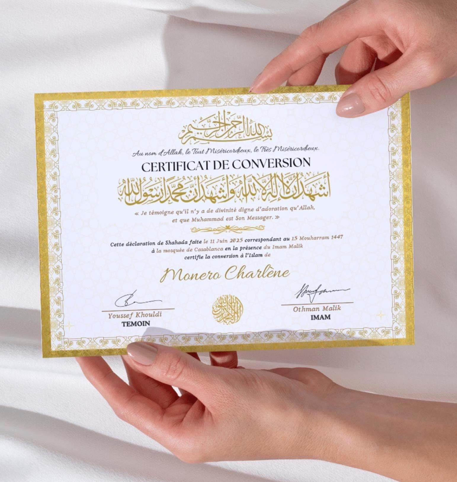 Certificat de Shahada Personnalisé PDF • Islamic Conversion Certificate • Attestation Conversion Islam • Muslim Printable Gift - image 4