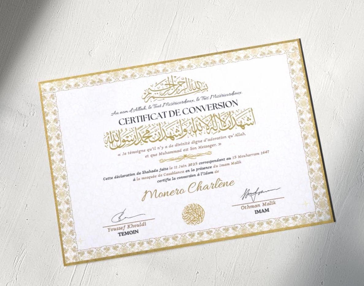Certificat de Shahada Personnalisé PDF • Islamic Conversion Certificate • Attestation Conversion Islam • Muslim Printable Gift - image 5