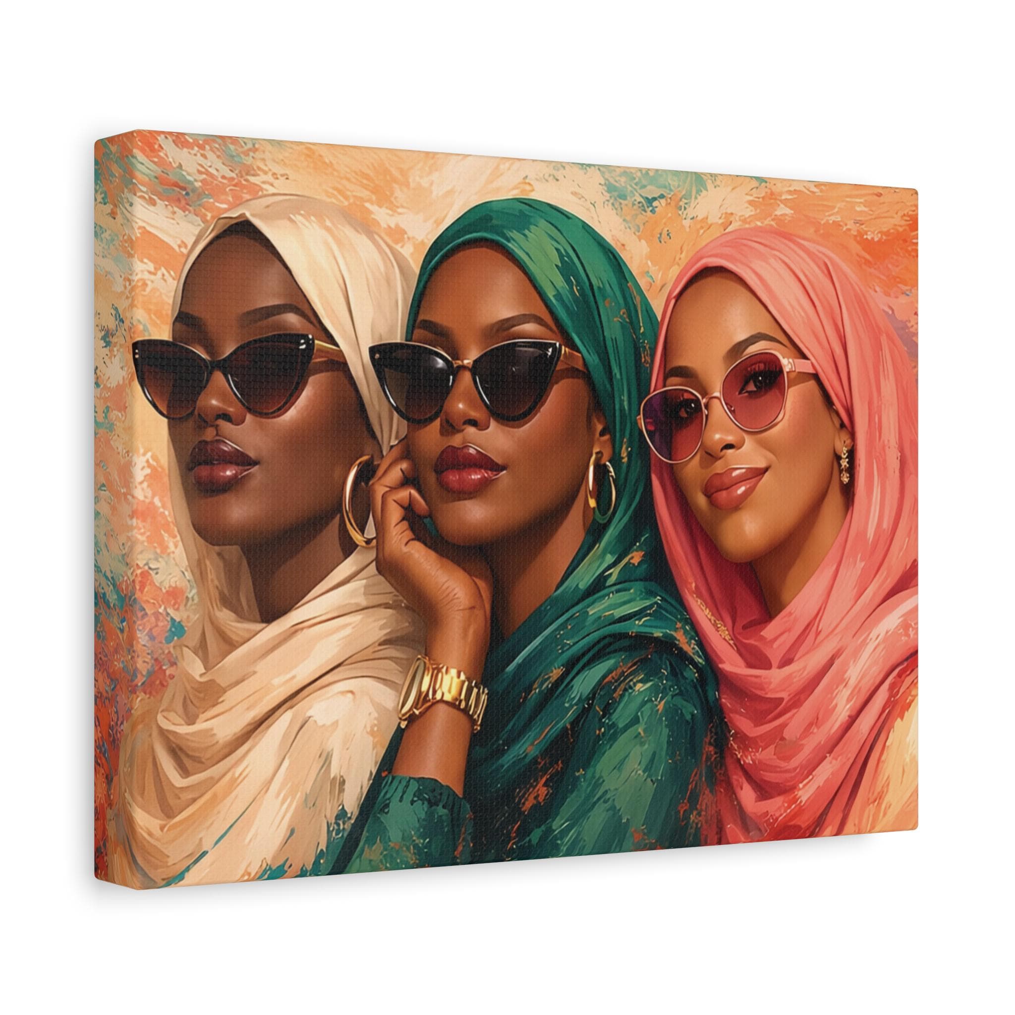 Modern Muslim Women Canvas Wall Art, Black Muslim Sisterhood Art Print, Modest Fashion Hijabi Artwork, Cultural Home Decor 12x9 16x12 20x16 - image 5