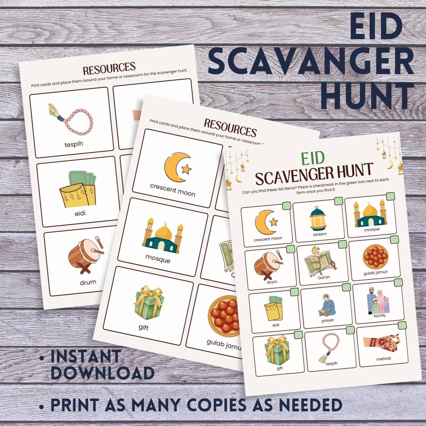 Eid Activity Sheet,Eid Games for Kids,Scavenger Hunt Game,Ramadan Party Game,Muslim Kids Activity Gift,Classroom Eid Game,Instant Download - image 3